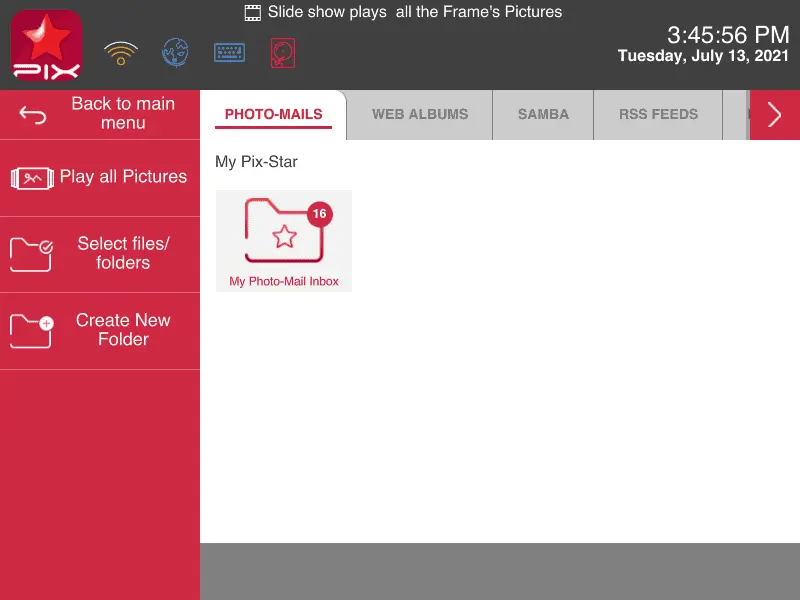 Delete files and folders on the frame