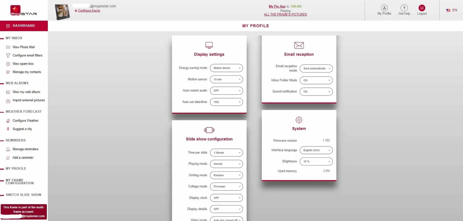 Click on “My Frame Configuration”