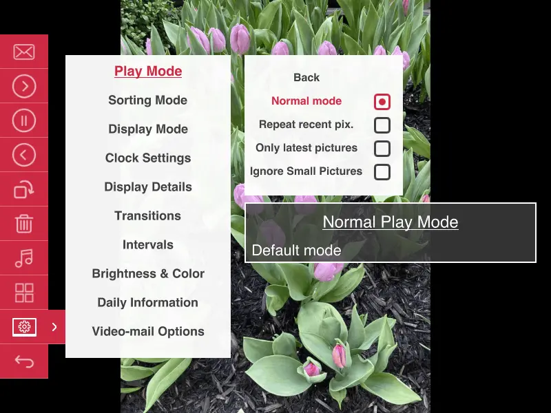 Adjust slideshow settings on-the-go