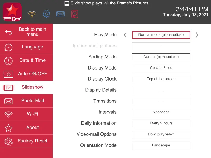 Manage slideshow settings & preferences